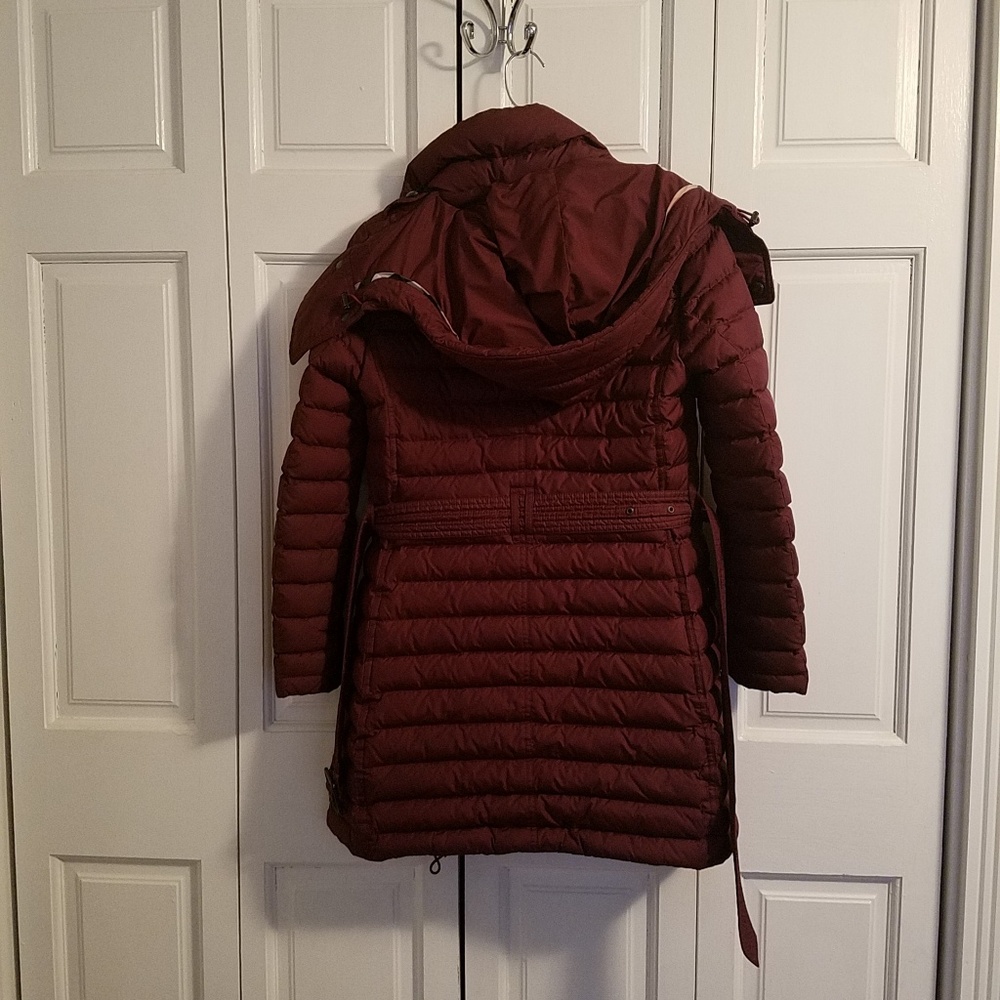 Burberry Brit Long Puffer Jacket Burgandy XS - Picture 3 of 8